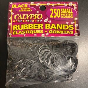 250 Black Rubber Hair Bands - new and sealed